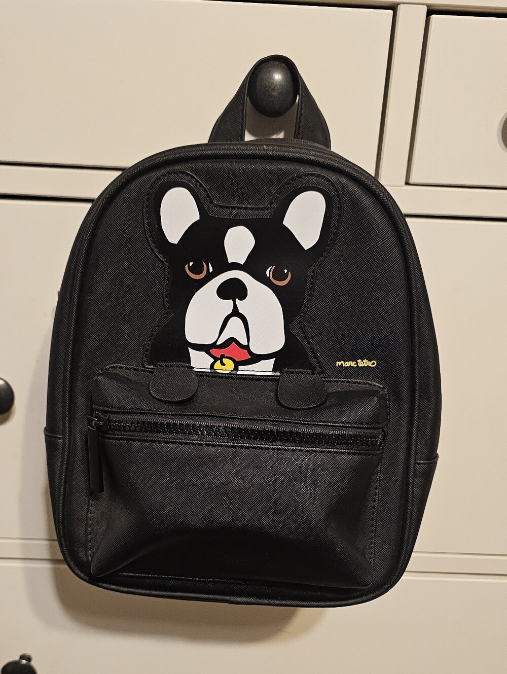 Marc Tetro Black French Bulldog Mini Backpack w/Zipper Wallet And Card Case